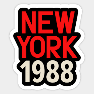 Iconic New York Birth Year Series: Timeless Typography - New York 1988 Sticker